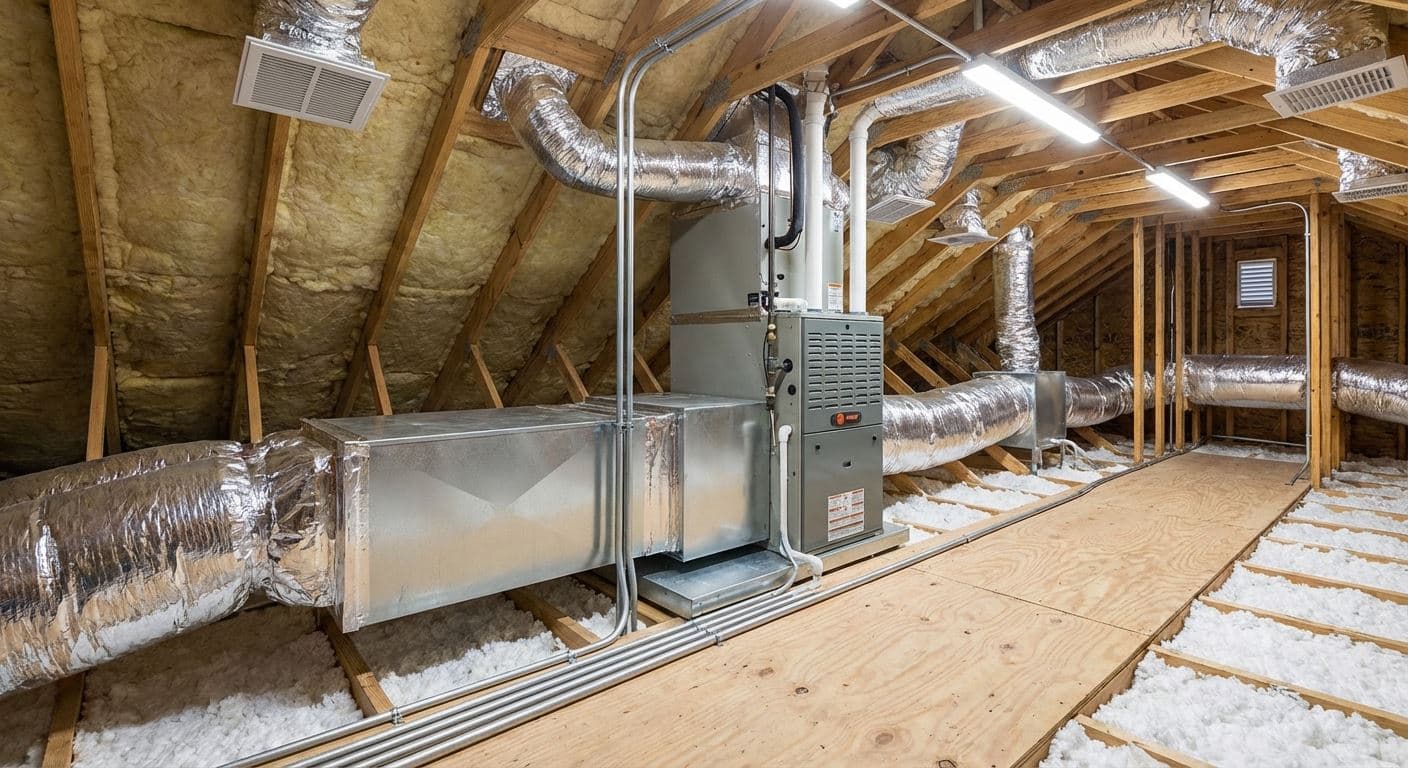 New HVAC system installation in Alpine, San Diego County: attic unit completed